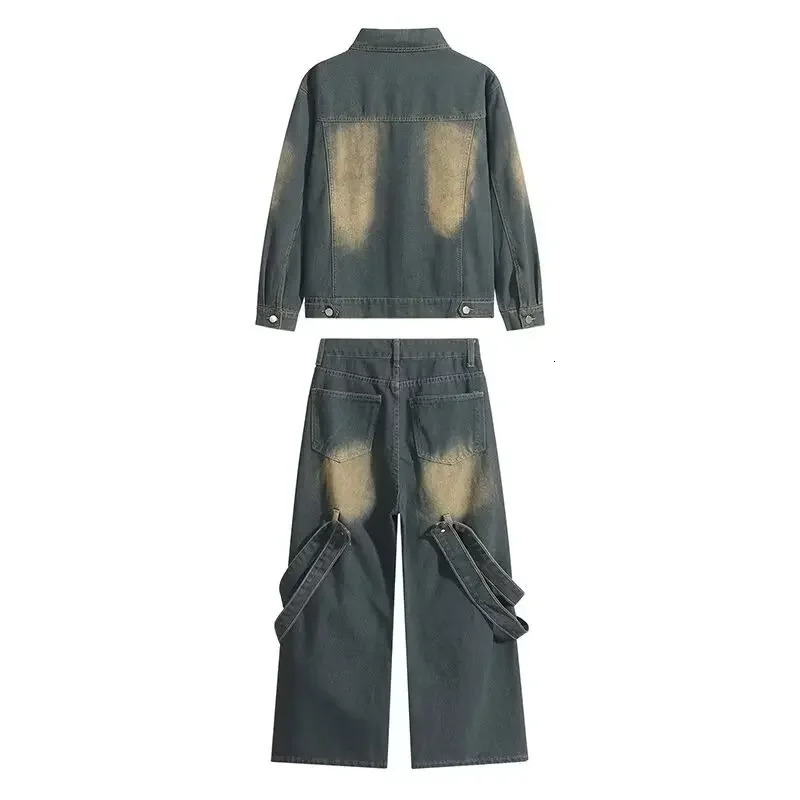 Trendy Mens Denim Suit Spring Autumn Casual Cardigan 2piece Set Crossborder Stock Fresh Style Fashionable Clothing 241009 - view 6