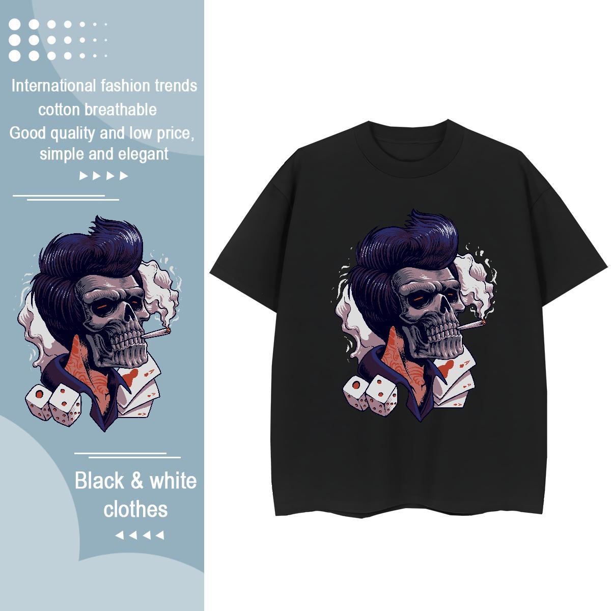 Custom T Shirts Women 230g 100% Cotton Breathable Short Sleeve Spring Summer skull Woman Tshirt Lady Customized Tees Shirts