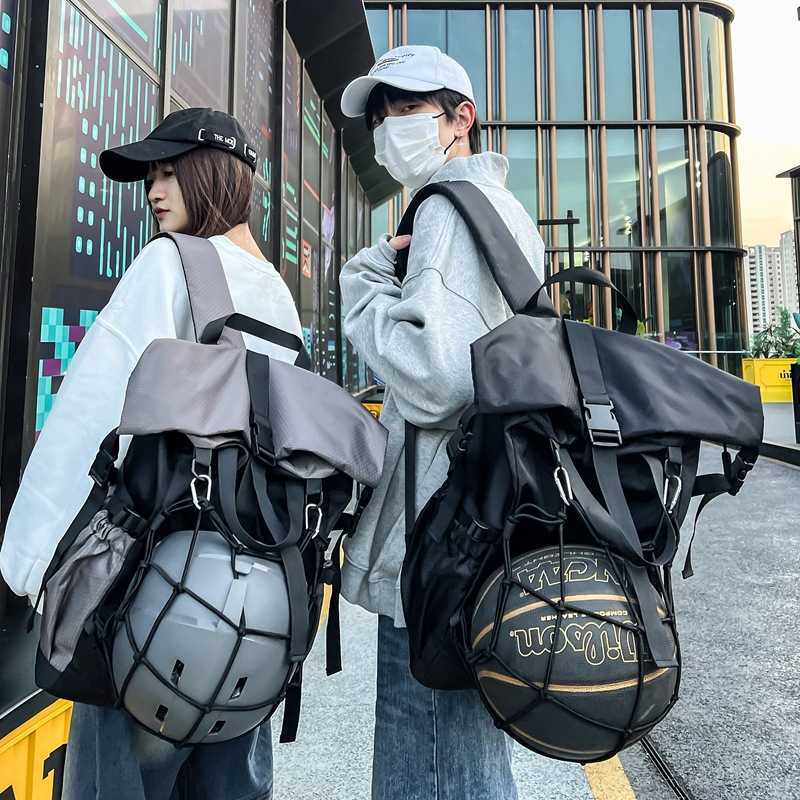 Multi functional basketball bag, large capacity fitness training backpack, sports hiking cycling helmet backpack for male and female students 241015