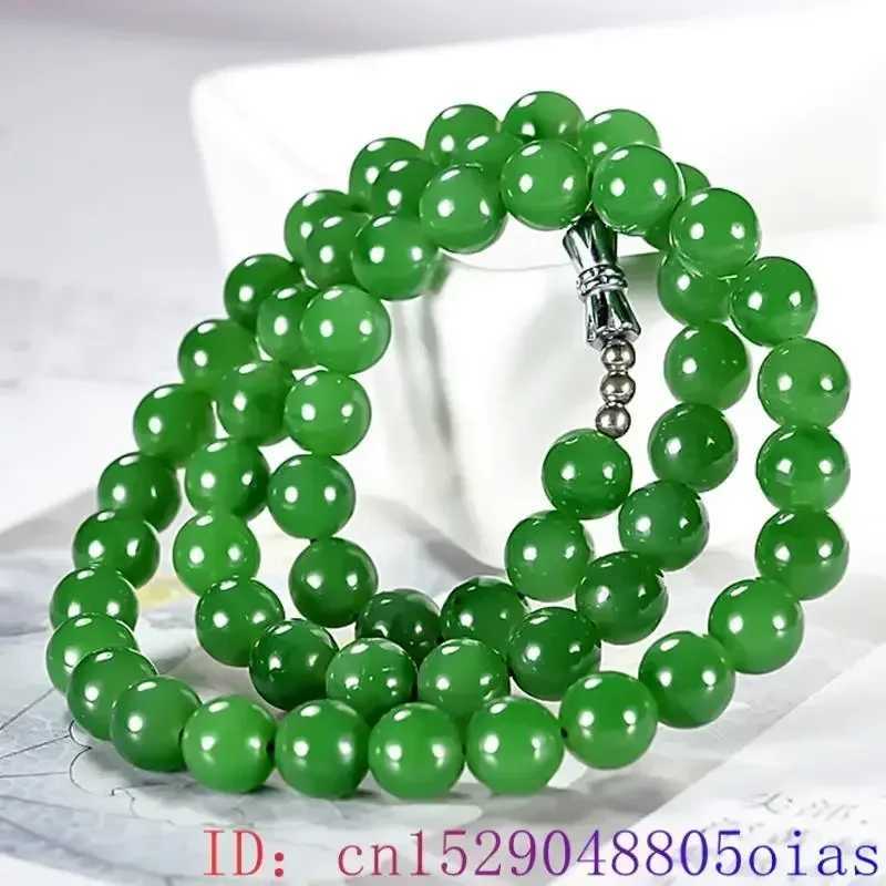 Green Real Jade Beads Necklace Chalcedony Stone Natural Jewelry Gift Beaded Designer Vintage Amulet GemstoneX241010