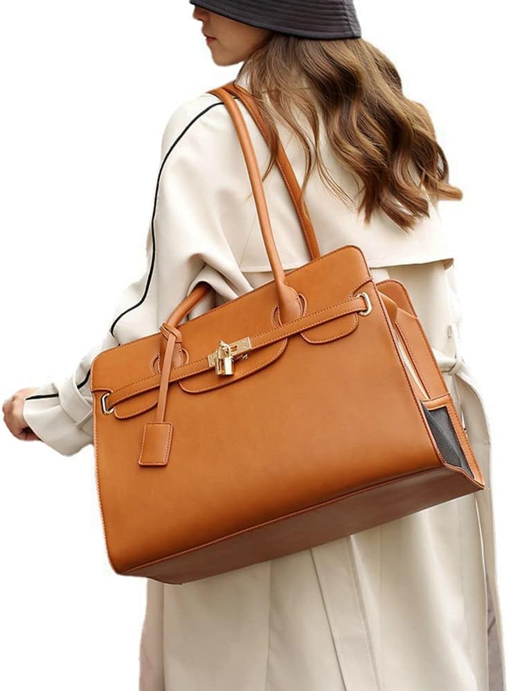 Fashion Dog Purse Carrier for Small Dogs, Holds Up to 10lbs Quality PU Leather Small Pet Carrier Purse, Cat Carrier, Airline Approved Puppy Purse Carrier for Travel