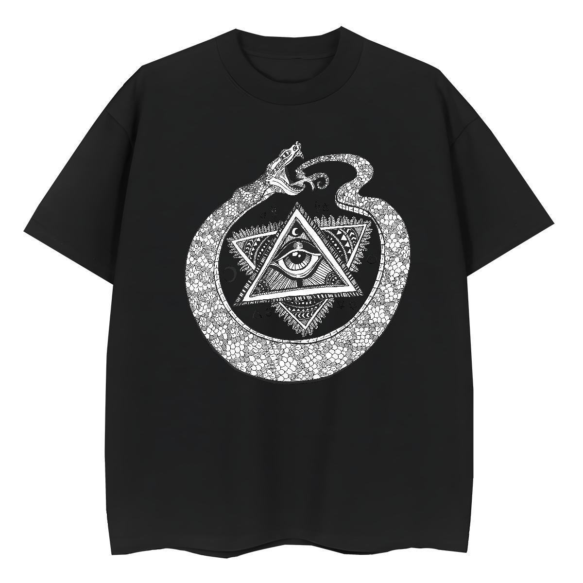 Fashion Casual T-Shirts for Women 230g 100% Cotton Short sleeve Soft Daily Outfit eye of the devil Unisex Tshirts Free Shipping Anime Print Clothes Sh