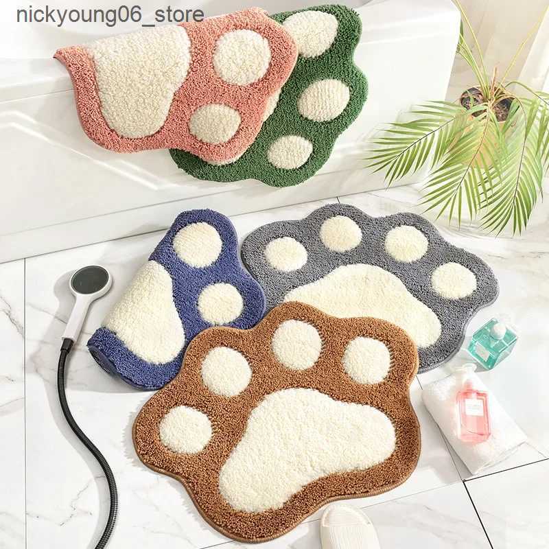 Non-Slip Bath Mats Cartoon Foot Shape Bath Mat Bathroom Door Absorbent Foot Mat Anti-slip Microfiber Bathroom Rug Machine Washable Bath Carpet L240910