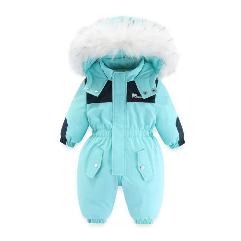 Down Coat -30 degree 2024 winter jumpsuit with velvet insulation for children aged 1-5 outerwear infants and boys snow jacket babies jumpsuits H241010