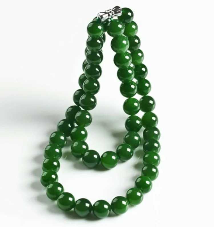 Genuine Natural Green Jade Beaded Necklace Women Fashion Charms Jewellery Real Chinese Jades Stone Accessories Fine JewelryX241009