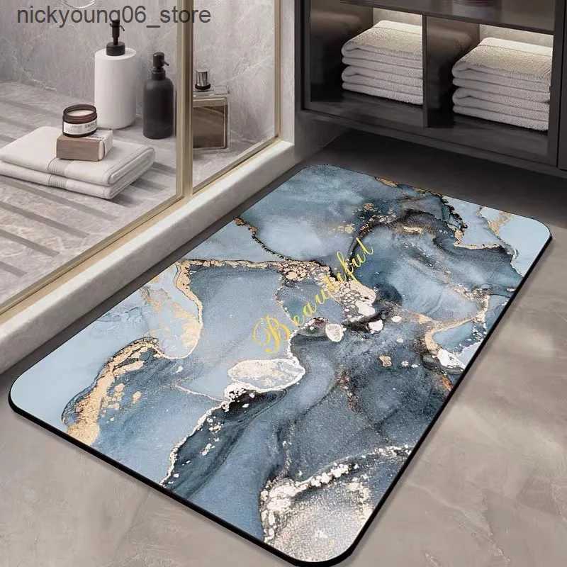Non-Slip Bath Mats Bathroom Non-slip Absorbent Floor Mat Home Shower Room Bathtub Rug Quick Drying Entrance Door Diatomite Rubber Soft Bath Mat L24091