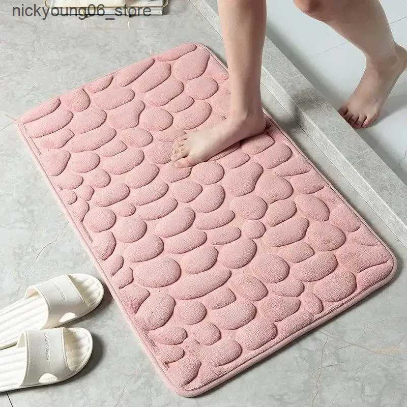 Non-Slip Bath Mats Cobblestone Emed Absorbent Bath Mat Thicken Non-slip Mat Damp-proof Soft Foot Pad Shower Room Doormat Memory Foam Pad L240910