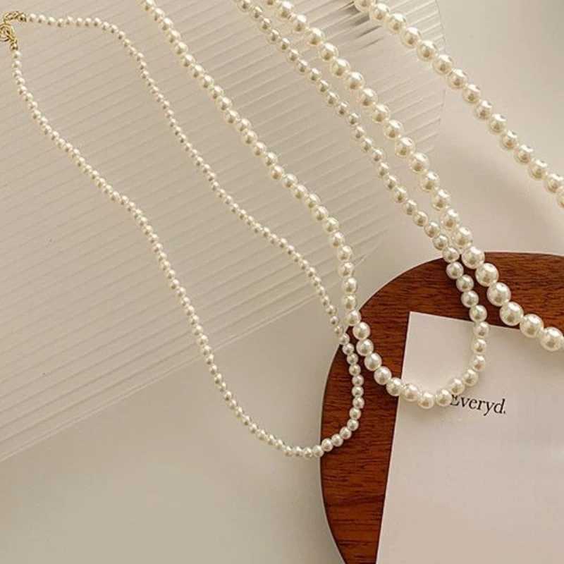 Trendy Vintage Multi Layer Pearl Choker Necklace for Women Fashion Simple Pearl Collar Necklaces Wedding Party Fashion JewelryX241009