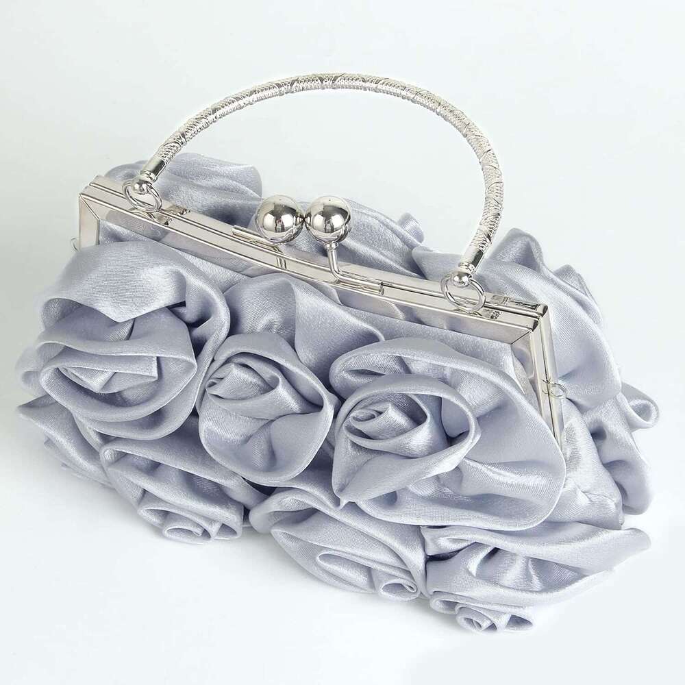 Missy K 7 Roses Clutch Purse, Satin, with Detachable Strap Money Clip