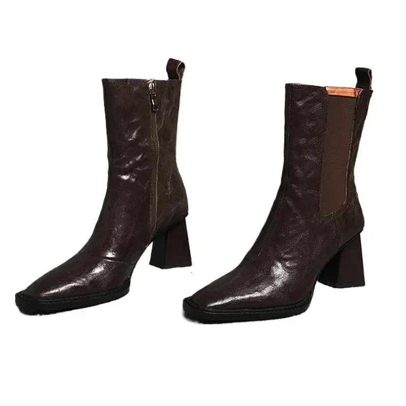 High heels ankle boots womens shoes Pointed Toe trend fashionable cleaning