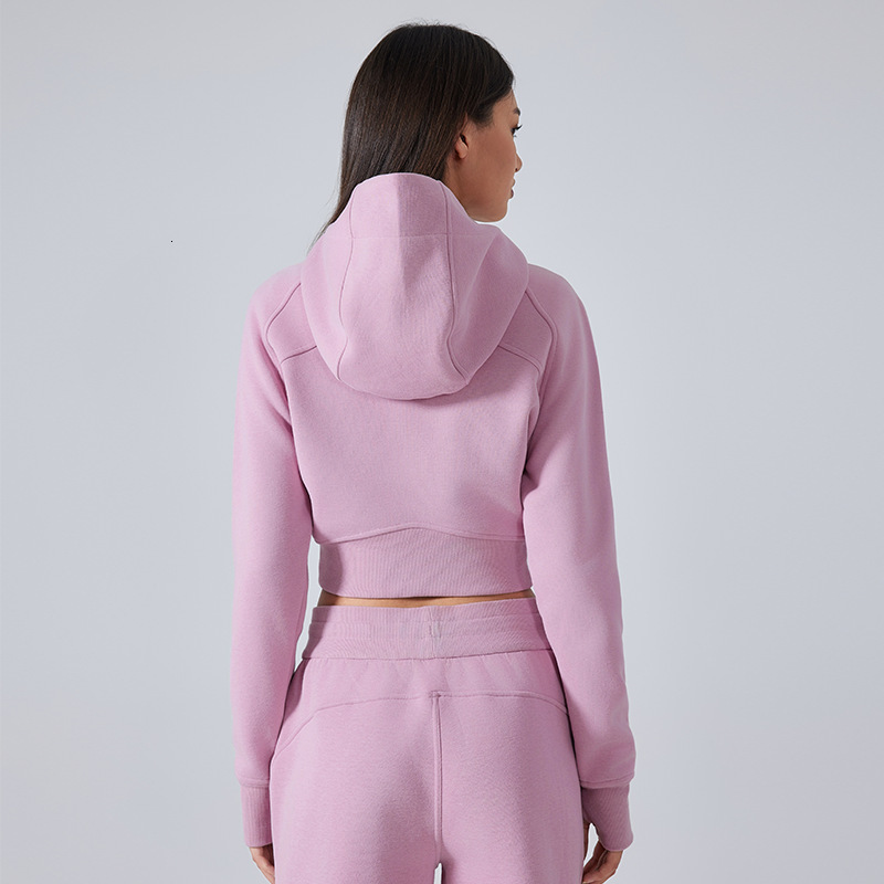 Autumn and winter velvet casual sports hoodie for women, slim fit zipper hooded cardigan, yoga top DAW137