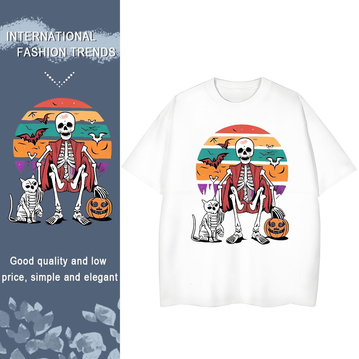 Casual New Women T Shirts 230g 100% Cotton Breathable Soft Outdoor skull Women Tshirts Designer Nice White Plus Size Tops Tees