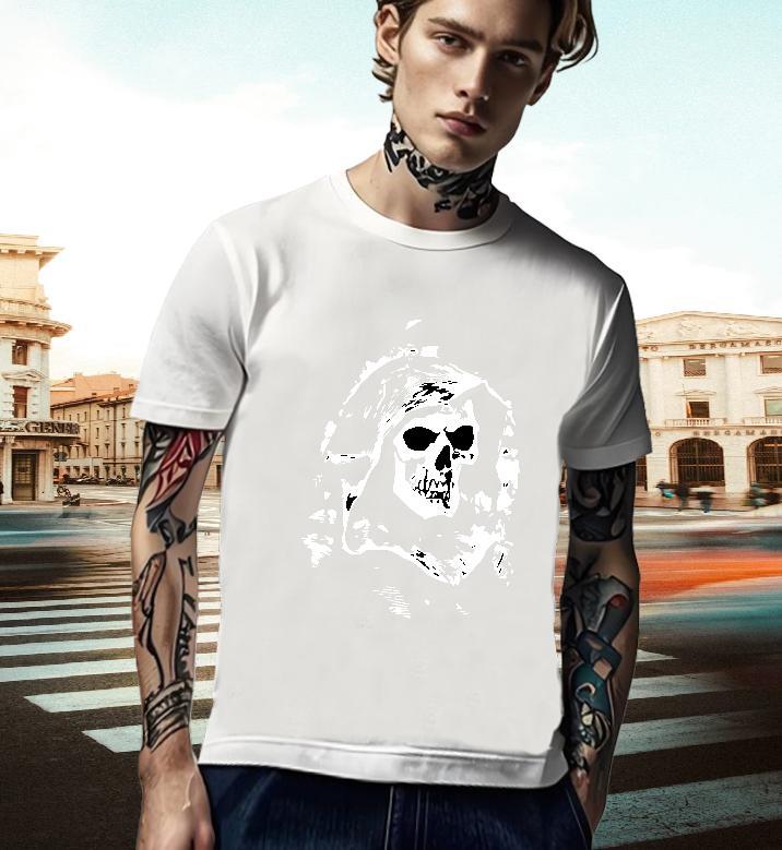 Loose T-Shirts 100% Cotton 230g skull Outdoor Customized Print O-Neck Short Sleeve Men Tops Tees New Arrival Clothings