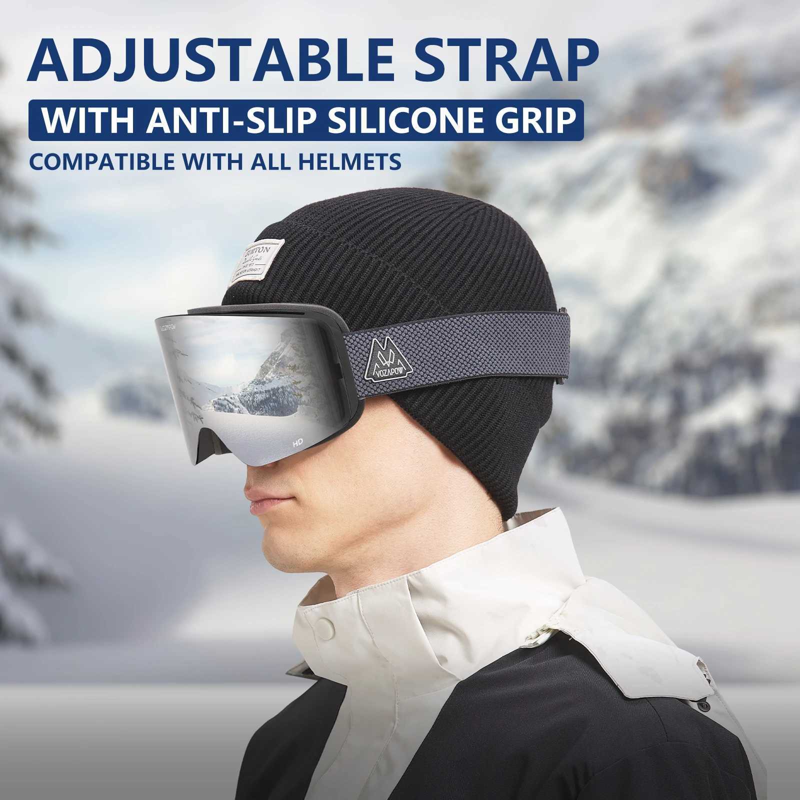 Vozapow professional large ski mask ski goggles double-layer lens anti fog UV400 glasses ski board mens and womens snow goggles CL241010