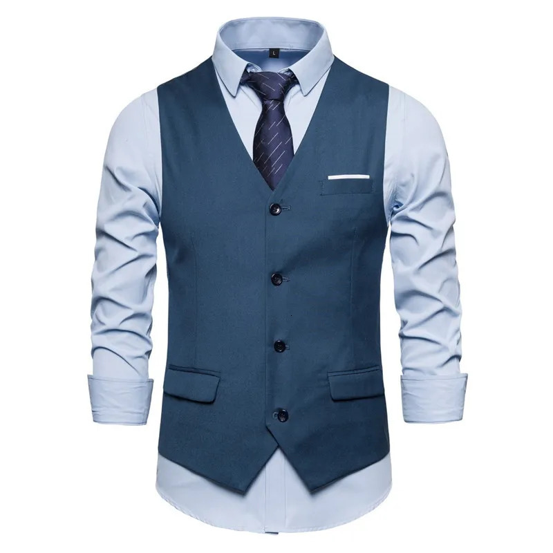 Mens suit vest business sleeveless vest jacket Asian size S-6XL wedding party vest mens red blue purple black gray 241010