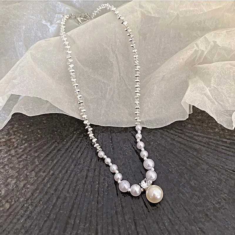 New Fashion Pearl Droplet Necklace for Women Minimalist Design String Bead Collarbone Chain Wedding Jewelry GiftsX241009