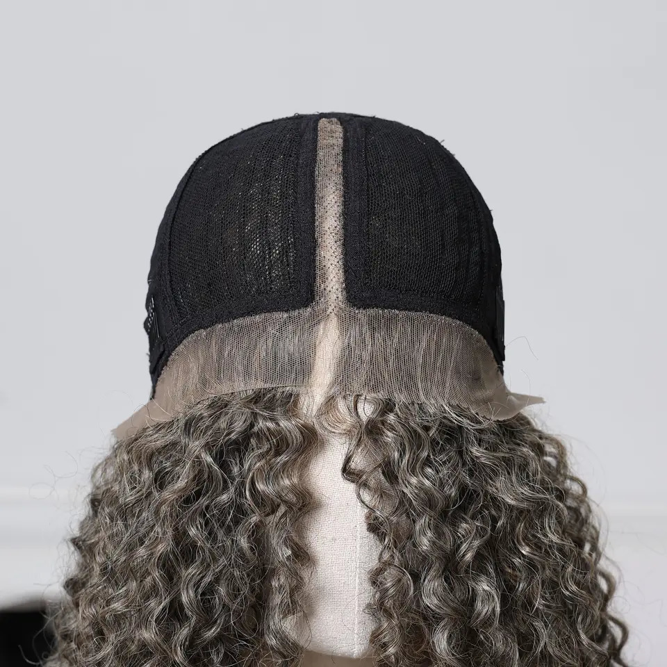 Long Twisted Curled African Lace Front Synthetic Wig Grey Golden Hair White Gold Wig Deep Curled Wig Black Brazilian Female T Part Lace 241007