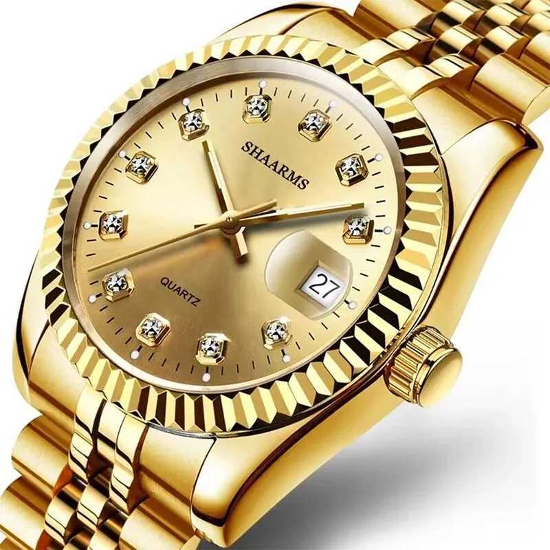 Watches Mens Top Brand Luxury Gold Watch Calendar With Stainless Steel Band Fashion Business Quartz Wristwatch Relogio MasculinoX241010