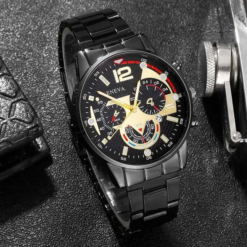 Mens Sports Watches Fashion Business Calendar Quartz Wristwatch Luxury Black Stainless Steel Casual Male Clock Relogio MasculinoX241010