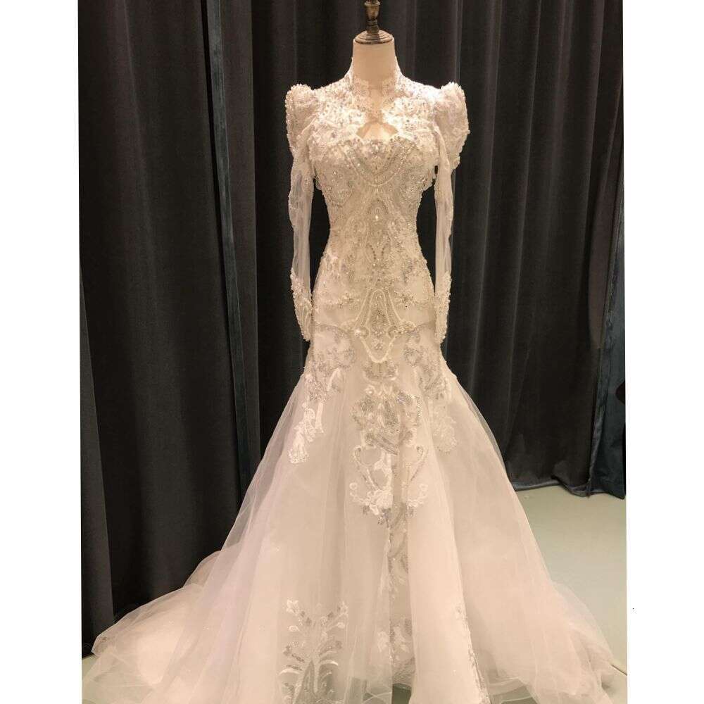 Kisswhite Green Collection Glitters Crystals mermaid custom made with jacket beads Bridal Gown