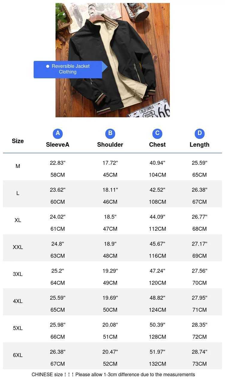 Spring and Autumn mens bomber jacket fashionable mens standing collar reversible jacket casual mens windproof jacket Z241010