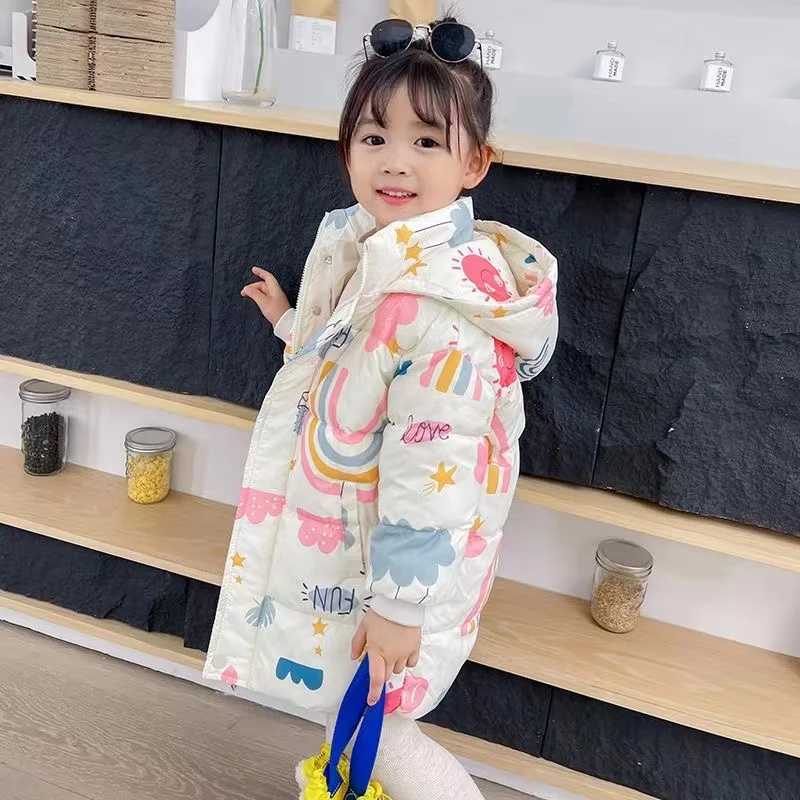 Down Coat 2024 New Girl Boys Down Jacket Winter Coat Childrens Clothing Hooded Windproof Coat 2-7 Year Cotton Warm Coat H241010