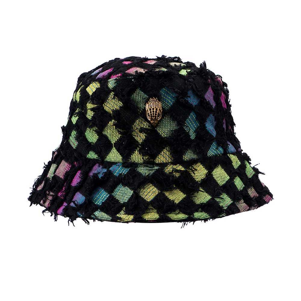 Wide Brim Hats Bucket New color woven hat diamond shaped fashionable Argyle H241010