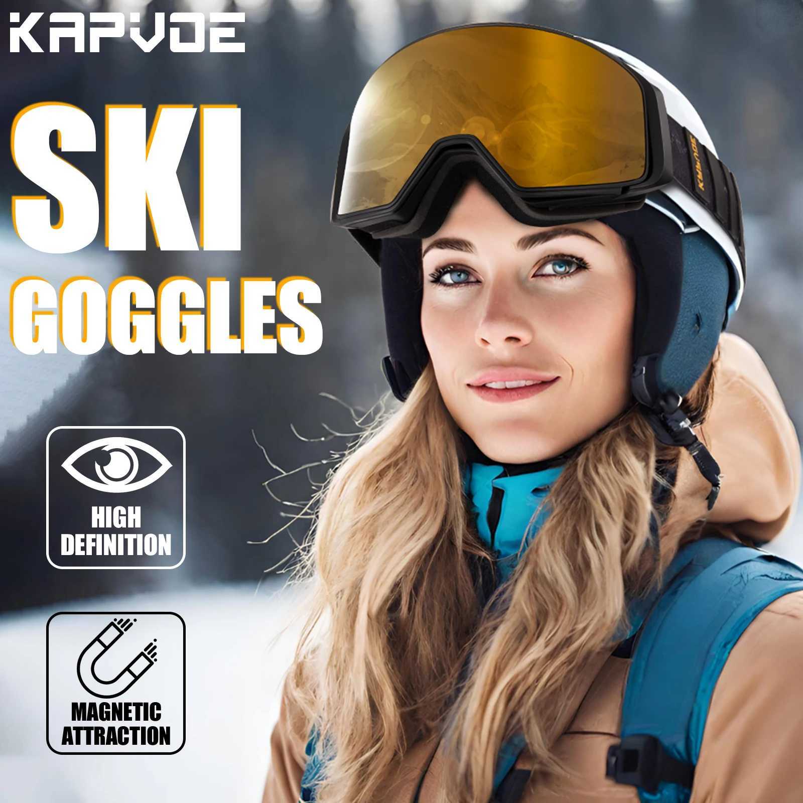 Kapvoy Ski Mask Double layer Fog proof Mens and Womens Windproof UV400 Ski Board Goggles CL241010