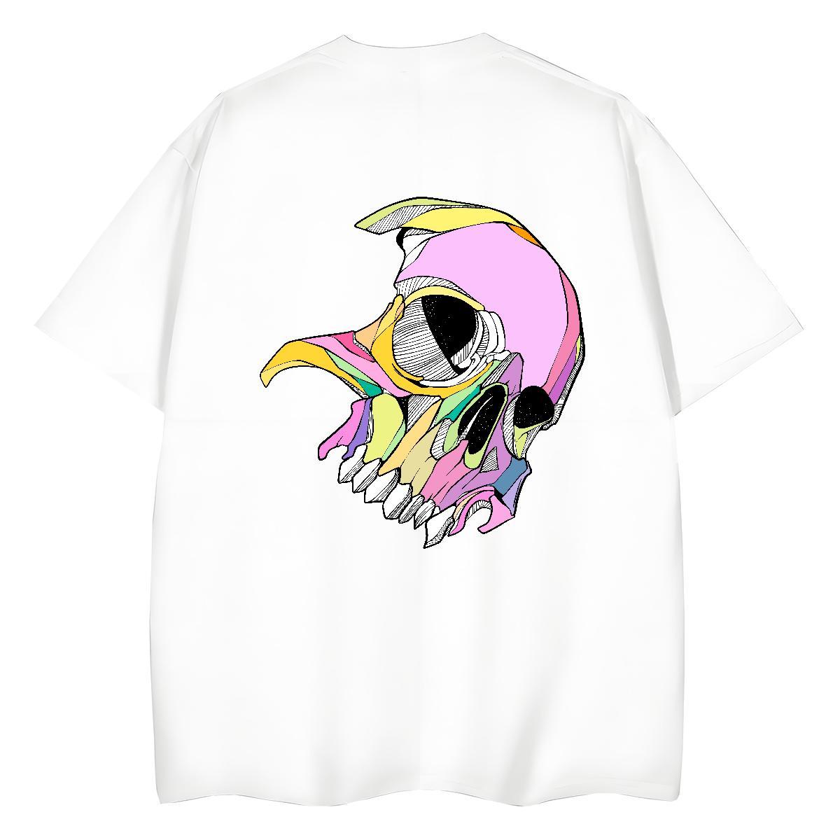Custom T-Shirts for Women 230g Cotton Round Neck Short Sleeve High Street Hip Hop skull Tshirt for Man Woman Unisex Custom Cartoon Top Shirts