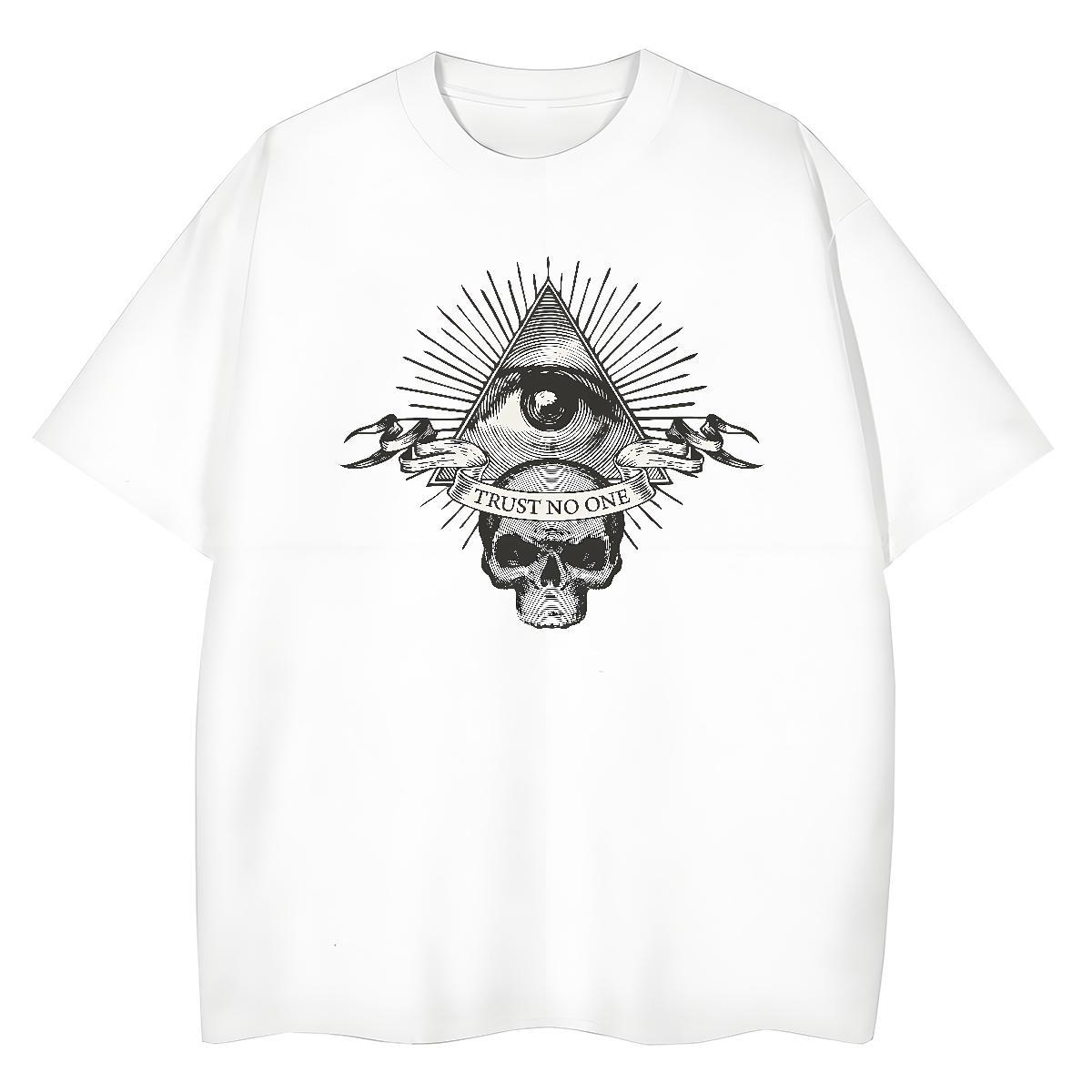 Brand Womens T Shirts 230g Cotton Crew Neck Breathable Hip Hop Street eye of the devil Woman Tshirt Female Floral Print Wear