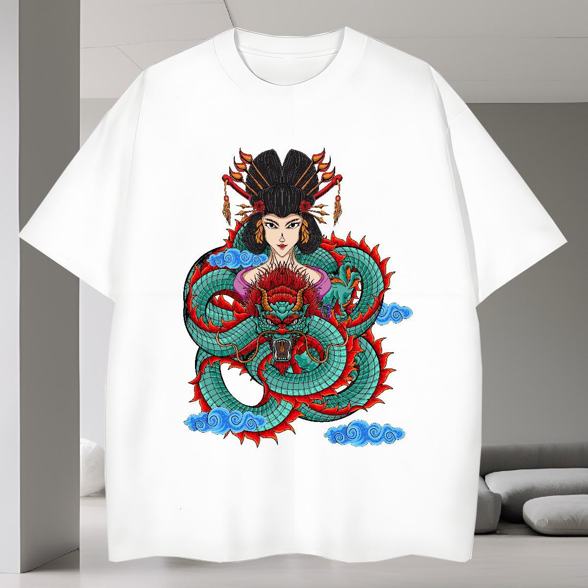 Brand Man T Shirts 230g Cotton dragon Casual Beach Plus Size Cartoon Round Neck Short Sleeve Men Tees Designer Fashion Wear