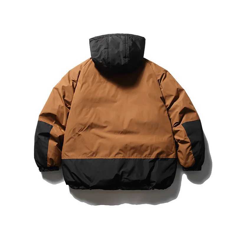 Men's Down Parkas 2024 Winter Goods Parkas Jacket Mens Color Block Splicing Work Warm Thick Jacket Coats Hooded Parka Mens Paddle Coat Y241009ITU