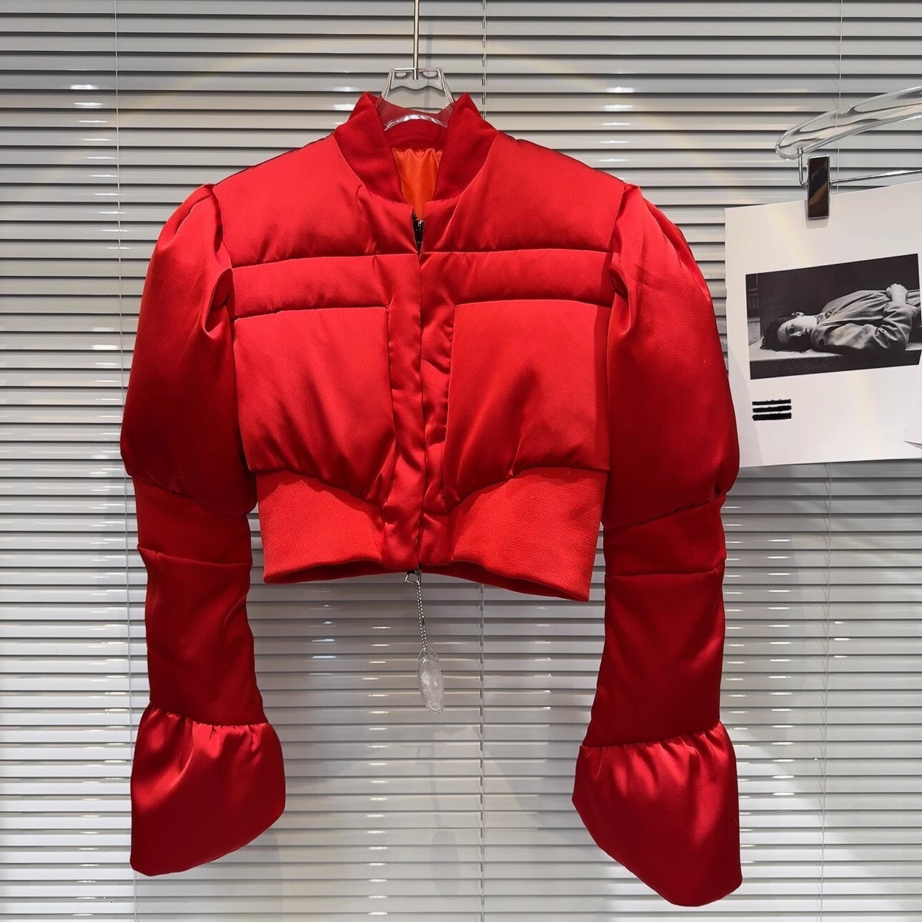 PREPOMP 2023 Winter New Arrival Long Puff Sleeve Slim Waist White Duck Down Jacket Women Short Coat Gm493