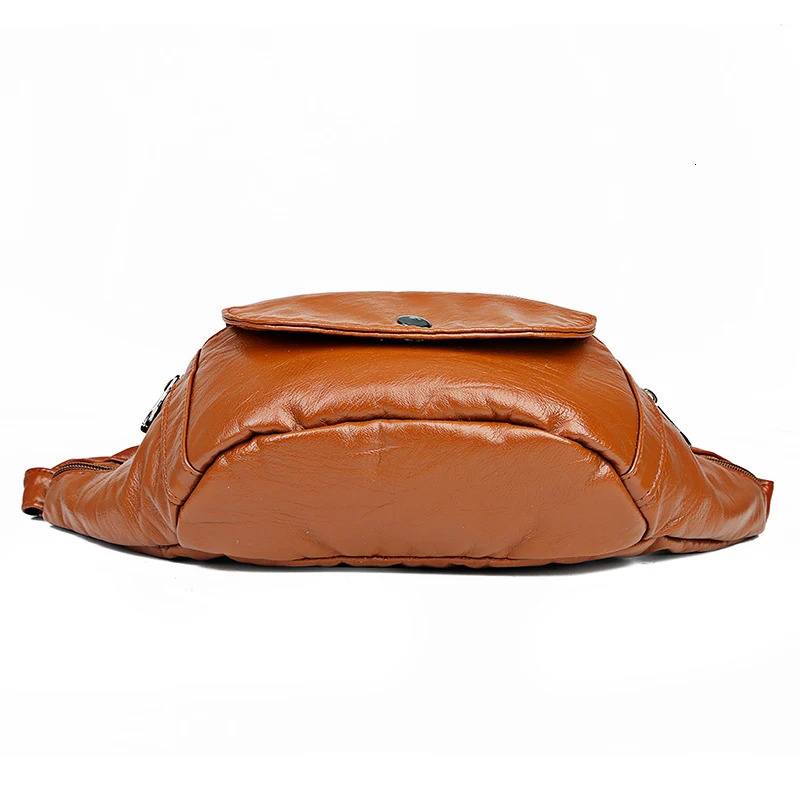 Annmouler Large Capacity Waist Bag for Women Fanny Pack Pu Leather Chest Bag for Women Soft Belt Bag 241008