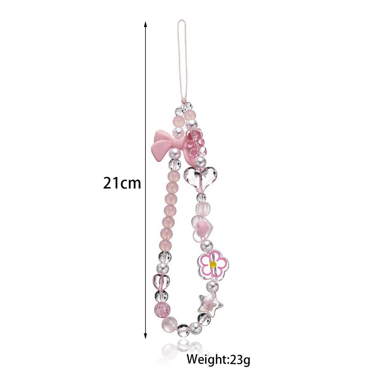 Sweet Girl Pink Love Bow Knot Handmade Beaded Mobile Phone Chain Womens Rope Chain Fashion Casual Durable Jewelry GiftX241010