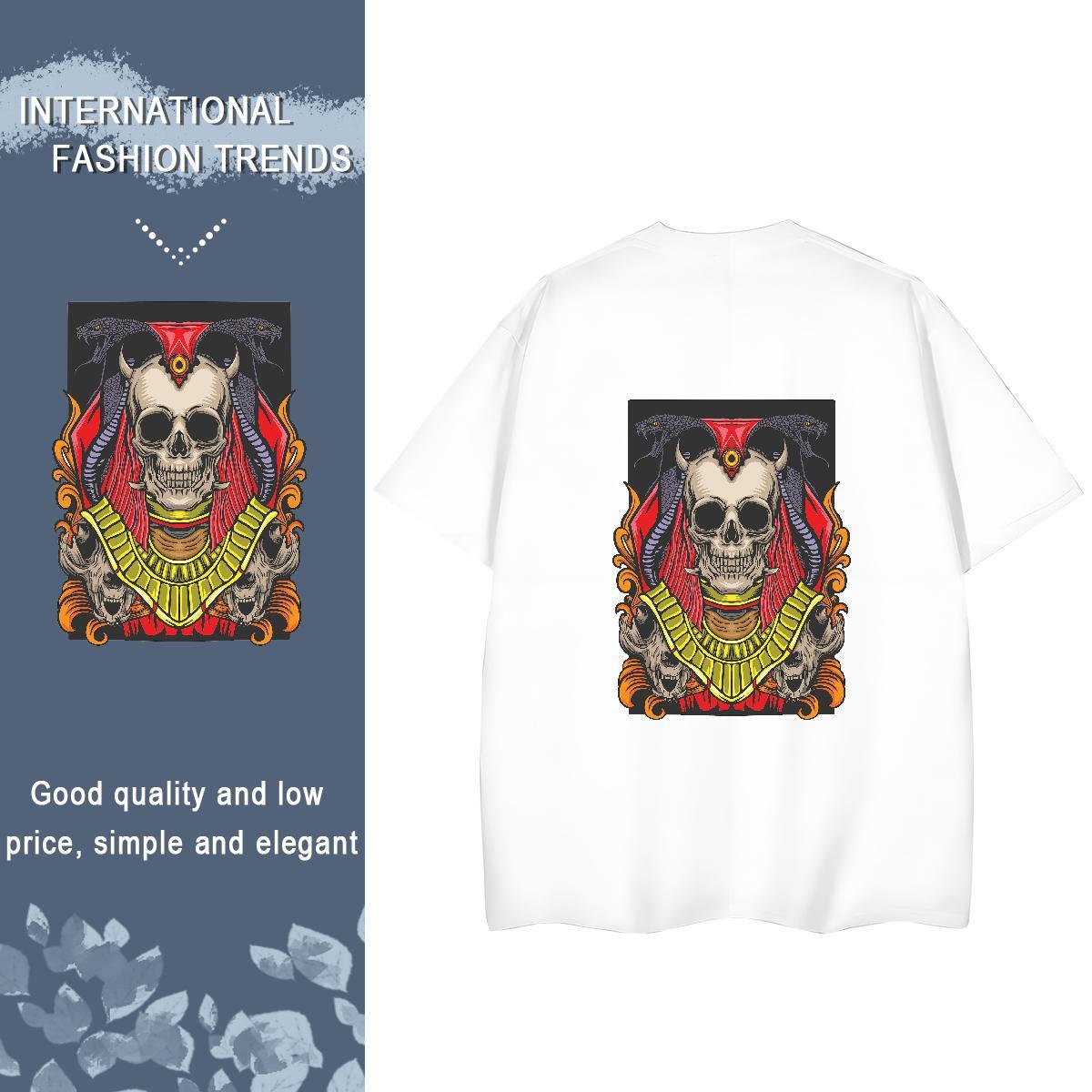New Arrival T Shirts Women 230g Cotton Breathable Crew Neck Sport skull Unisex Tshirts Nice Cartoon Printing L-4XL Tees