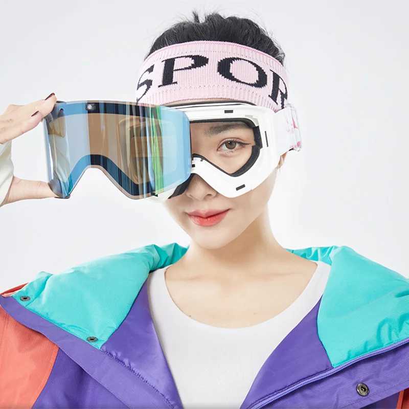 100% UV400 magnetic anti fog lens protection anti fog skiing goggles suitable for mens and womens skiing goggles winter sports goggles CL241010