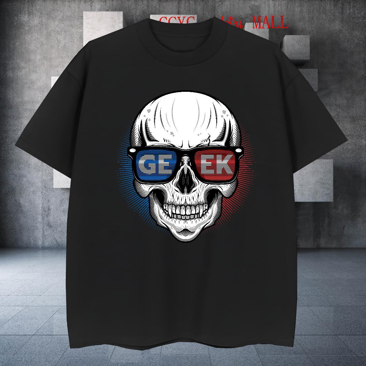 Cool T Shirts Men 100% Cotton 230g skull Casual Daily Wear Graphic O-Neck Short Sleeve Couples T Shirts Free Shipping Tops Tees