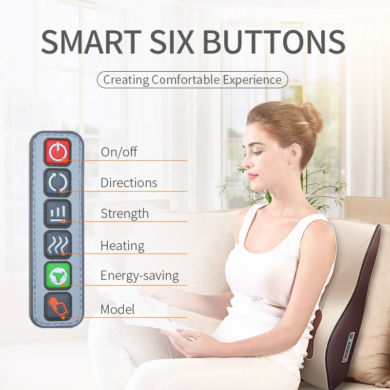 3-in-1 Latest Massage Pillow with Car Family Duel Use Simple Neck Back Shoulder Waist Body Massager Gift to Relieve Pain EU Plug 241008