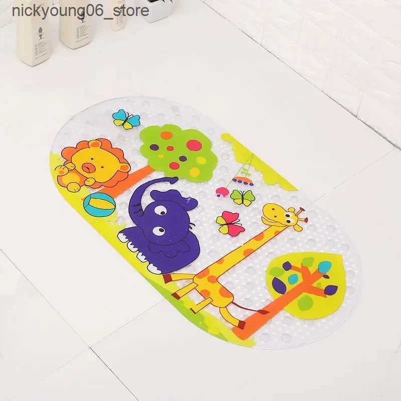 Non-Slip Bath Mats 38x70 CM Oval Newborn Bathroom Anti-slip Foot Pad Household Cartoon Animal Pattern Floor Mat PVC Infant Natatorium Floor Mat L24091