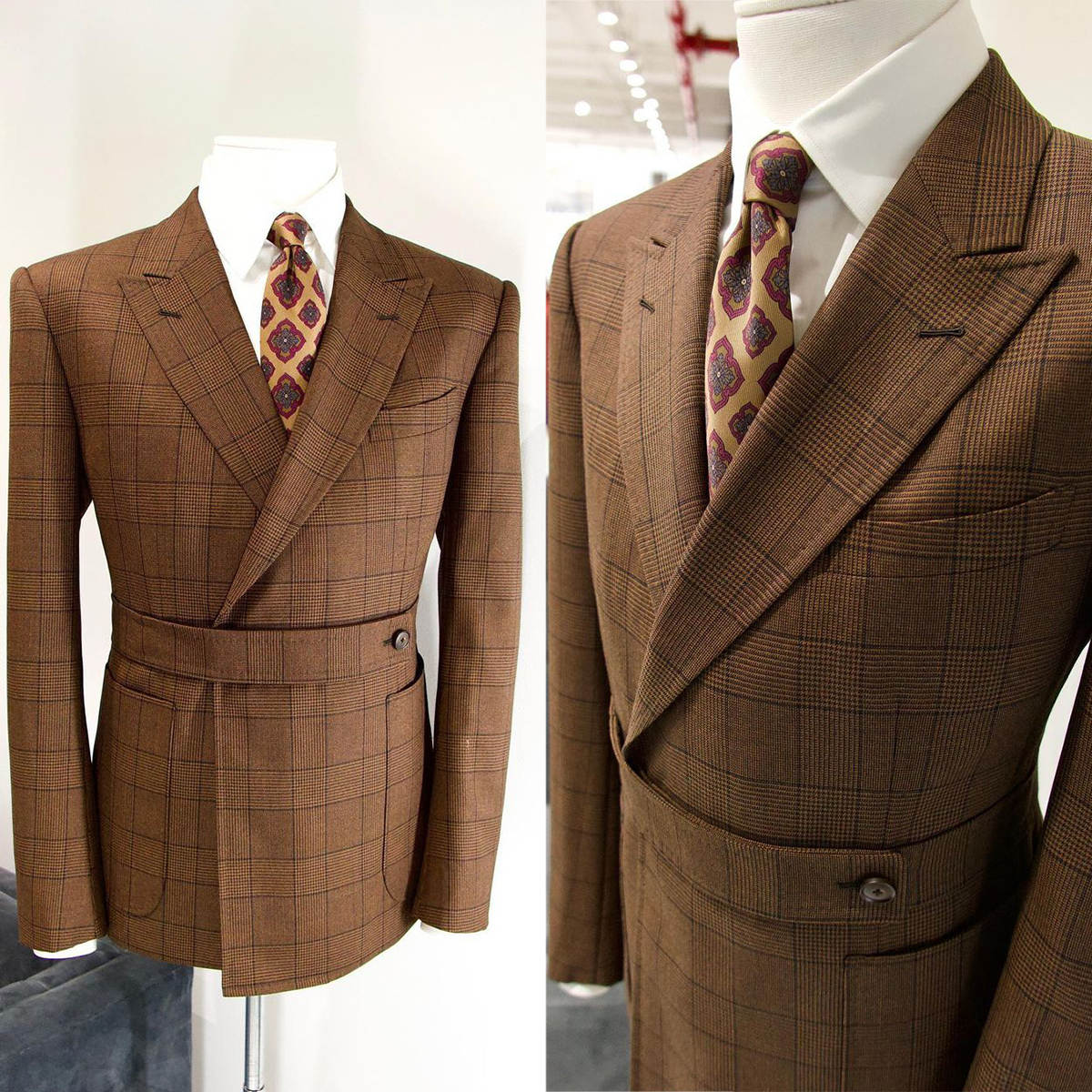 Retro Wedding Suits Peaked Lapel Jacket Men's Tuxedo Vintage Houndstooth Tailored Dinner Prom Groom Blazer Custom Made Only Coat