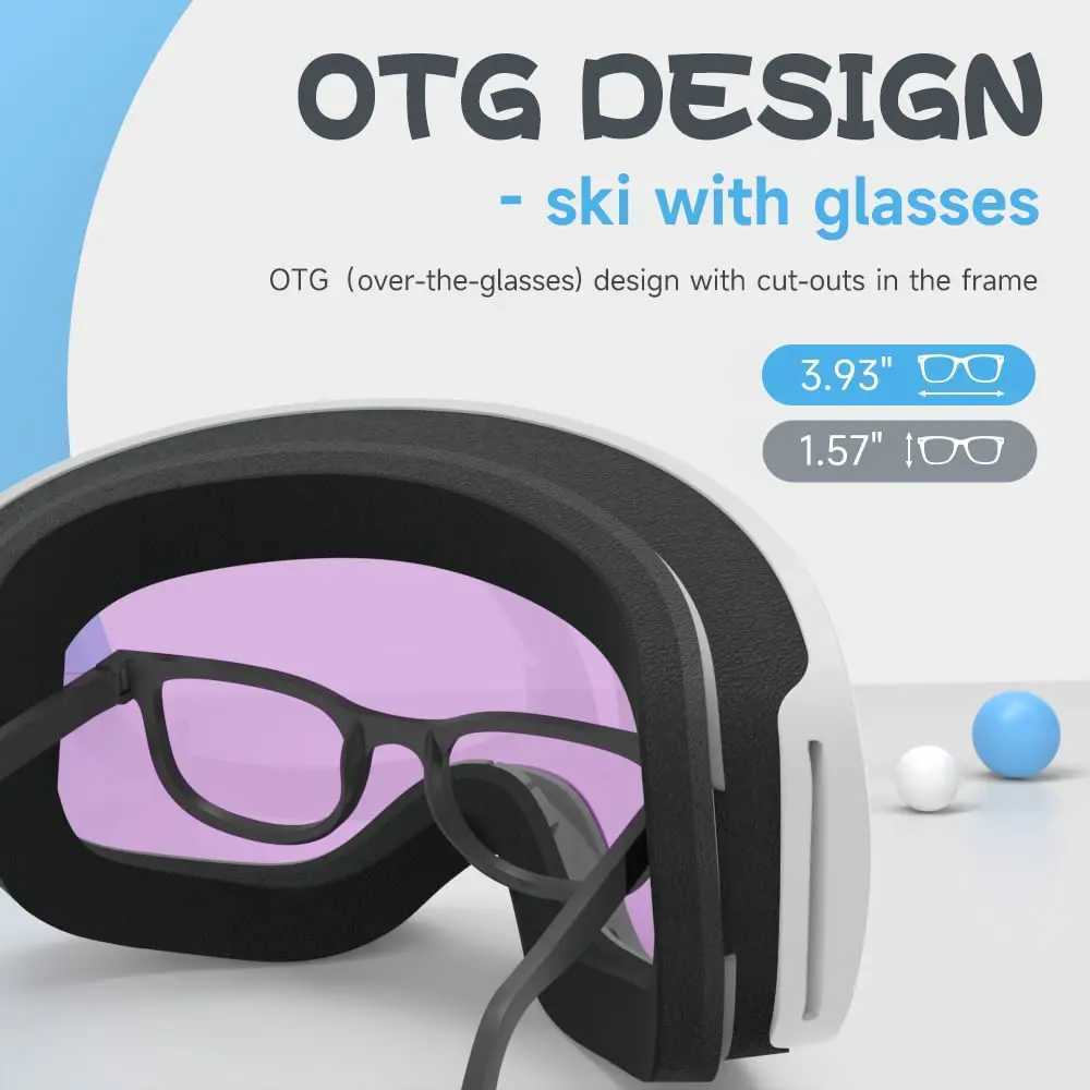 Childrens skiing goggles UV protective snow bag goggles provide OTG glasses compatible helmets as gifts for boys girls and young children CL241010