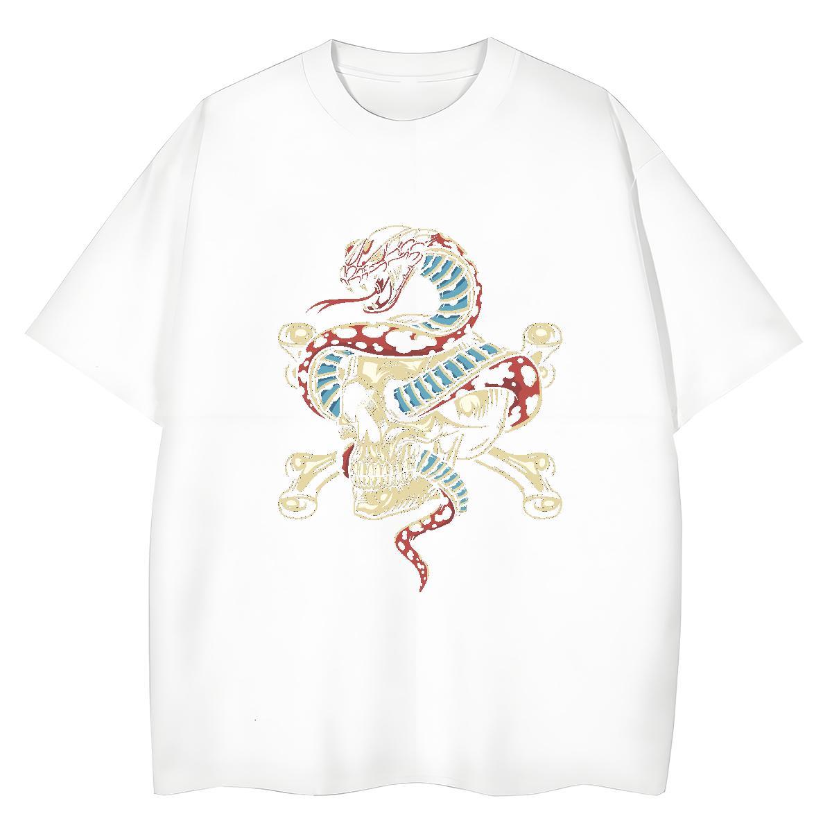 Designer T-Shirts 230g Pure Cotton O Neck Short Sleeves Daily Wear skull Couples T Shirts Female Black White Tops Tees