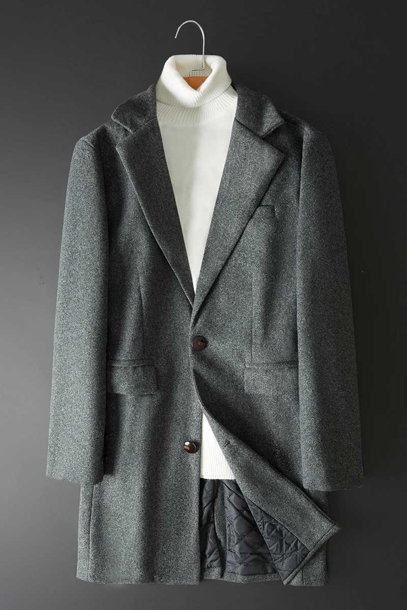 Autumn and winter mens new Korean version slim-fit mid-length woolen coat tide LX241010