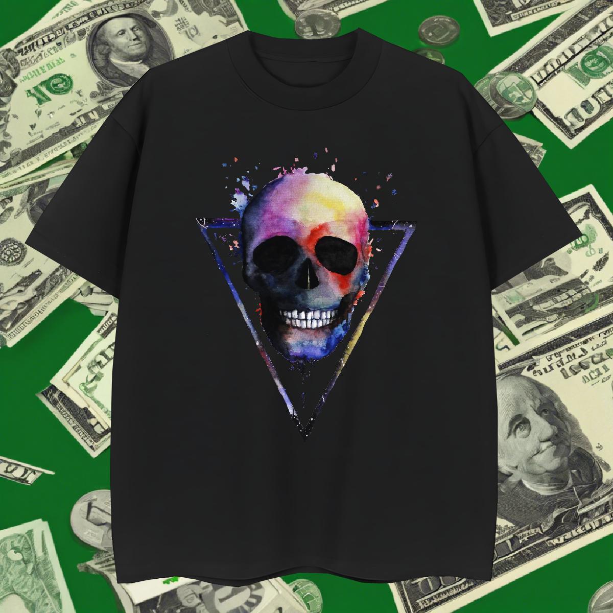 Brand T shirt 230g Pure Cotton skull Street Casual Skull Short Sleeve O-Neck Men Clothes T-Shirt 2024 Designer Tops Tees