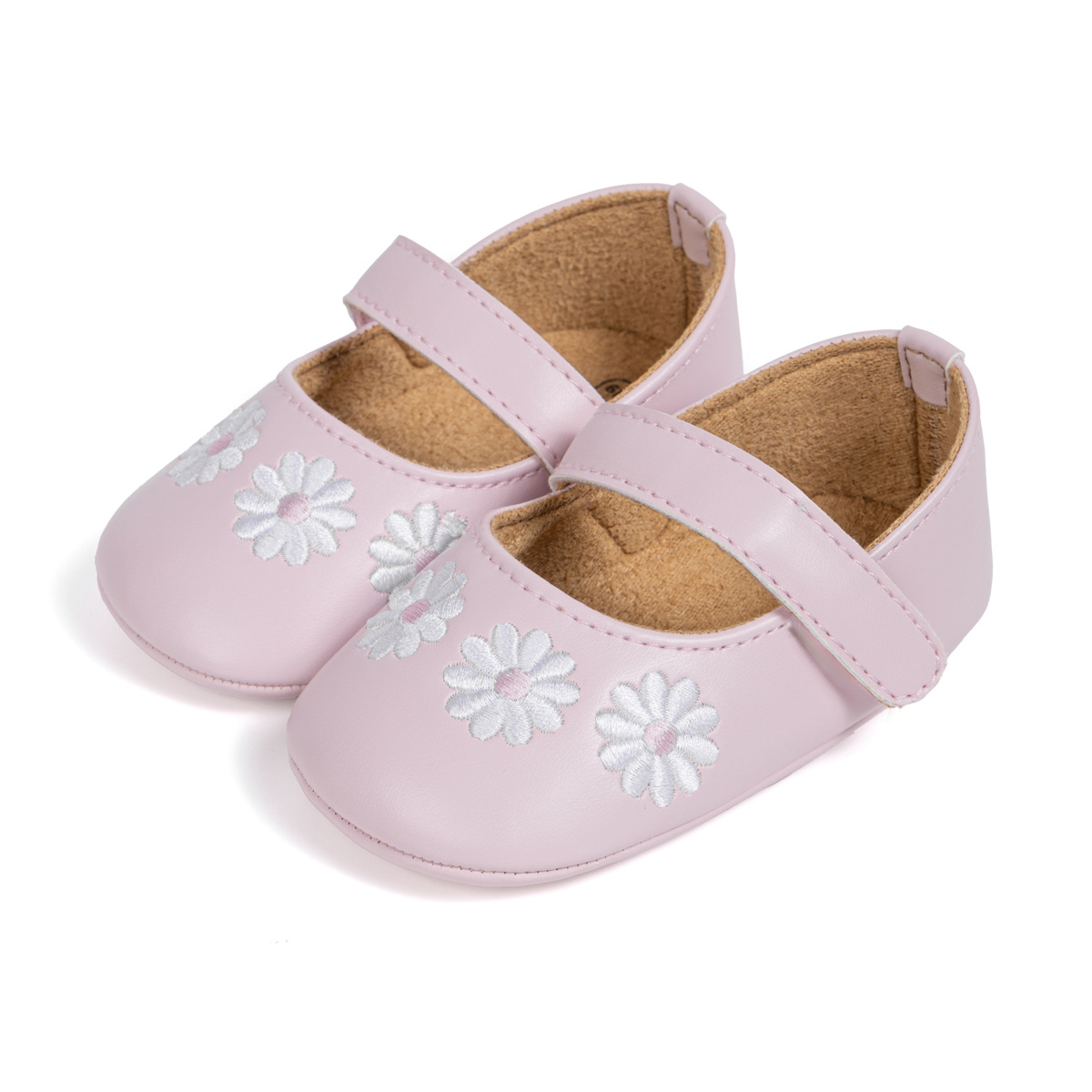 PU Leather Floral Rubber Sole Baby Girls Infant Shoes Casual Non-slip Ballet Slippers Princess Dress Wedding Shoes 0-18M Newborn Toddler