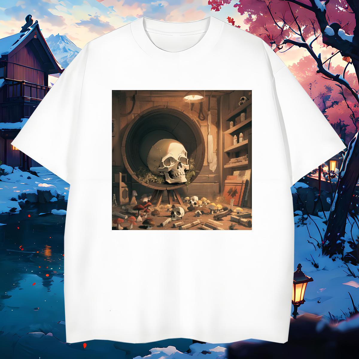 Soft T-Shirts 230g Pure Cotton skull Street Casual Skull Breathable Men Clothes T-Shirt Custom Tee Shirt