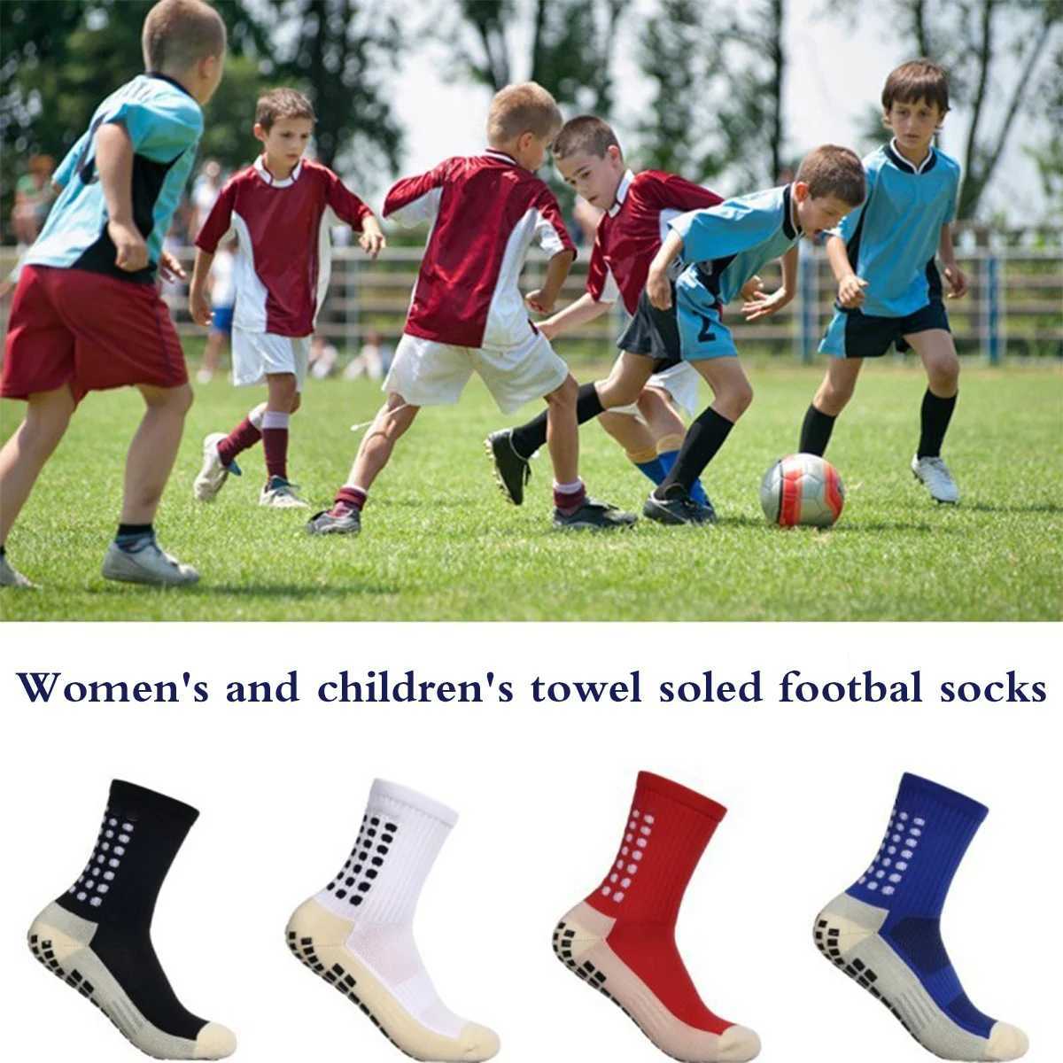 4 pairs of womens and childrens soccer socks with non slip grip and soccer pad designed specifically for non slip grip during sportsW241010