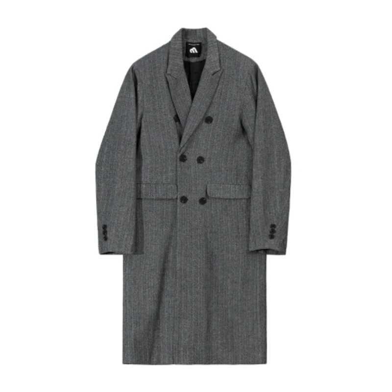 Medium Length Woolen Overcoat Coat Mens Winter Korean Version Loose Casual Thickened Mens Woolen Trench Coat LX241010