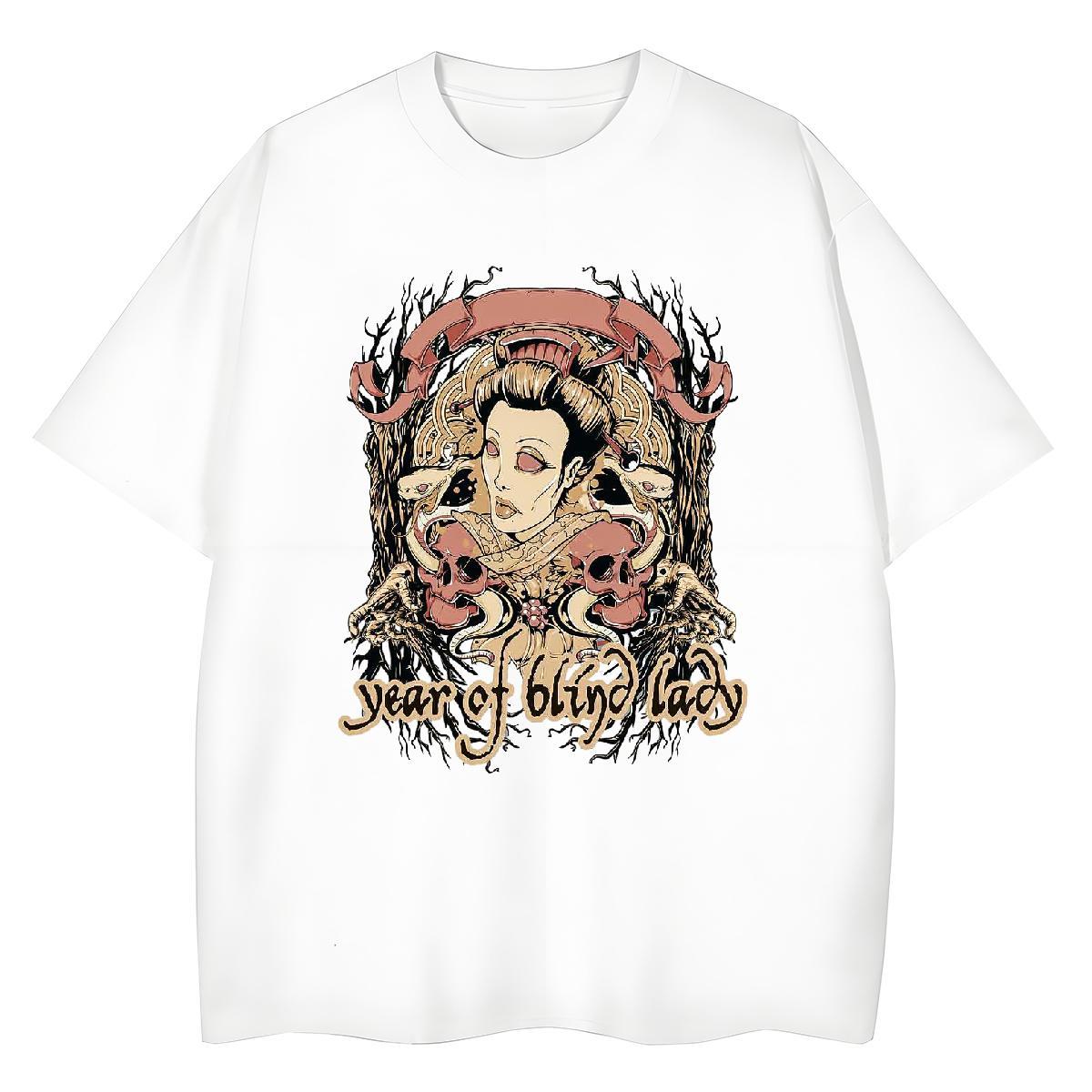 Fashion Casual Woman T Shirts 230g Pure Cotton Crew Neck Breathable Casual Daily Wear skull Women Tshirts 5A DIY Anime Tees Shirts